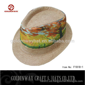 Personalizado impreso beige color sombreros Fedora para los hombres